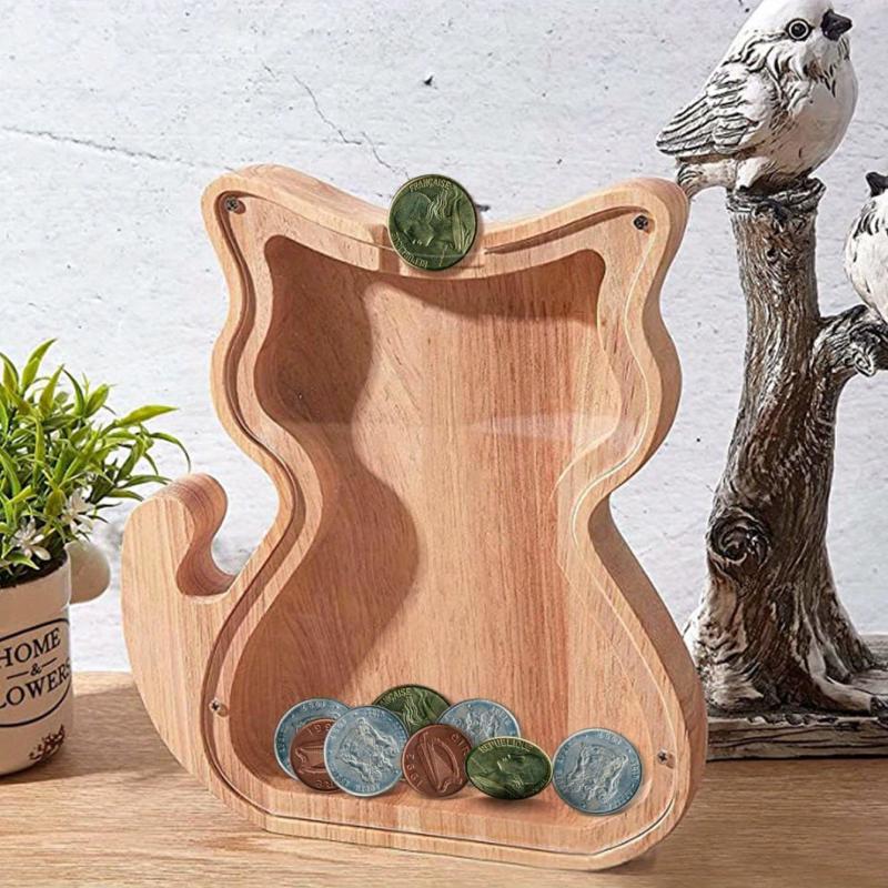 Wooden Money Bank Boys Girls Savings Jar Cartoon Animal Coin Bank Birthday Gift