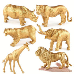 Metallic Plastic Wild Animal Figurine Set Tiger Lion Elephant Giraffe