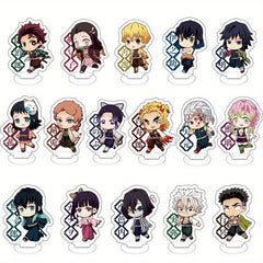 16pcs Anime Acrylic Figures Stand Model Plate Desk Decor