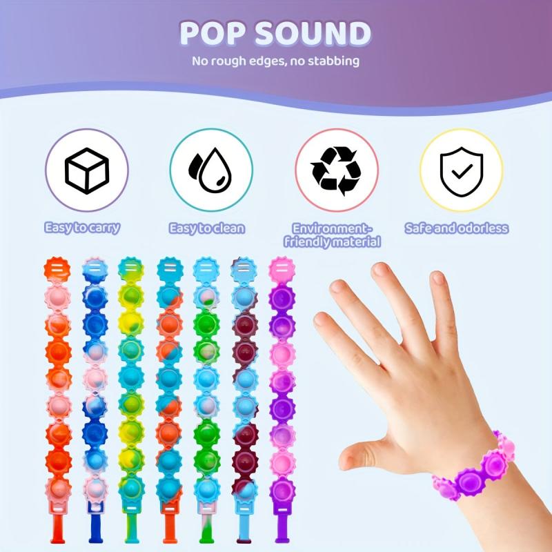 12pcs Random Pop Bracelet Fidget Toys for Kids Birthday Party Favors