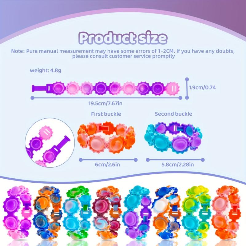 12pcs Random Pop Bracelet Fidget Toys for Kids Birthday Party Favors