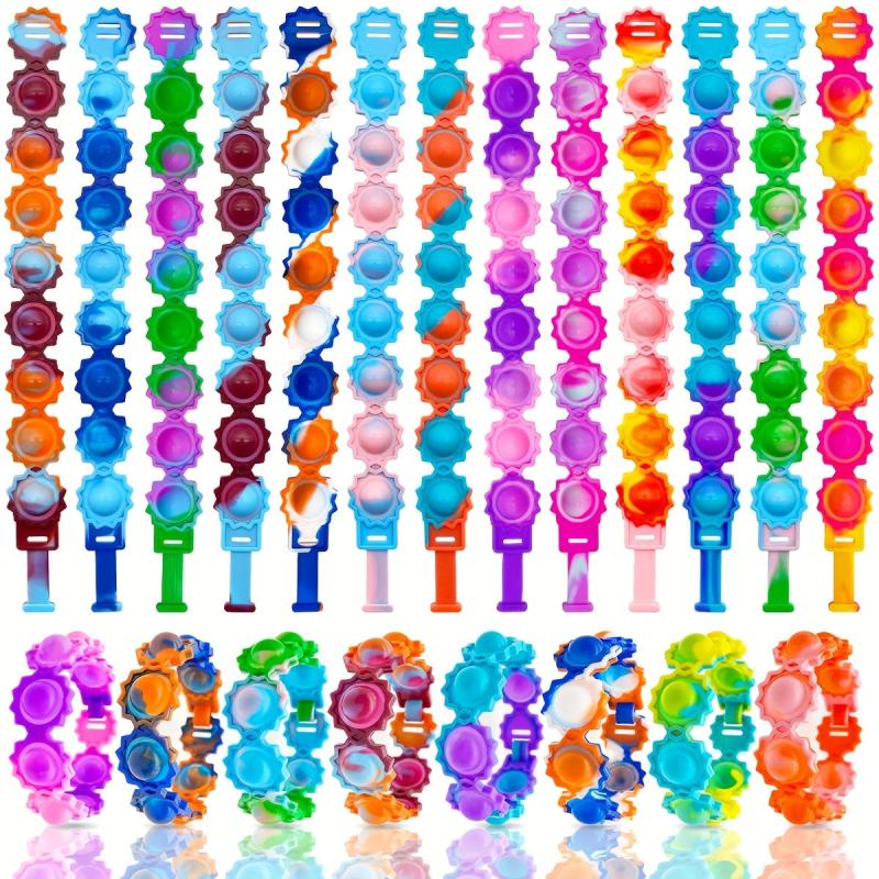 12pcs Random Pop Bracelet Fidget Toys for Kids Birthday Party Favors