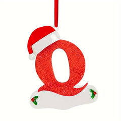 Personalized Christmas Letter Ornaments with Red Hat Custom Decoration