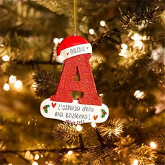 Personalized Christmas Letter Ornaments with Red Hat Custom Decoration