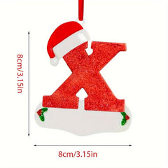Personalized Christmas Letter Ornaments with Red Hat Custom Decoration