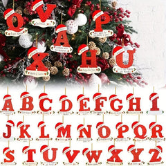 Personalized Christmas Letter Ornaments with Red Hat Custom Decoration