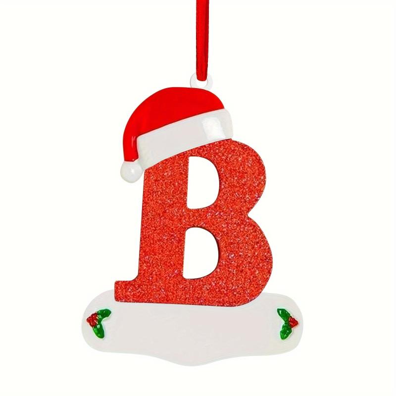 Personalized Christmas Letter Ornaments with Red Hat Custom Decoration
