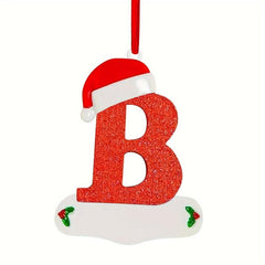 Personalized Christmas Letter Ornaments with Red Hat Custom Decoration