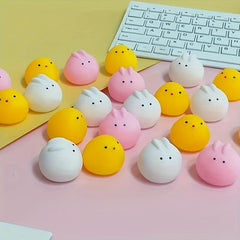 Cute Yellow Chicken & Pink Rabbit Squeeze Toy Set