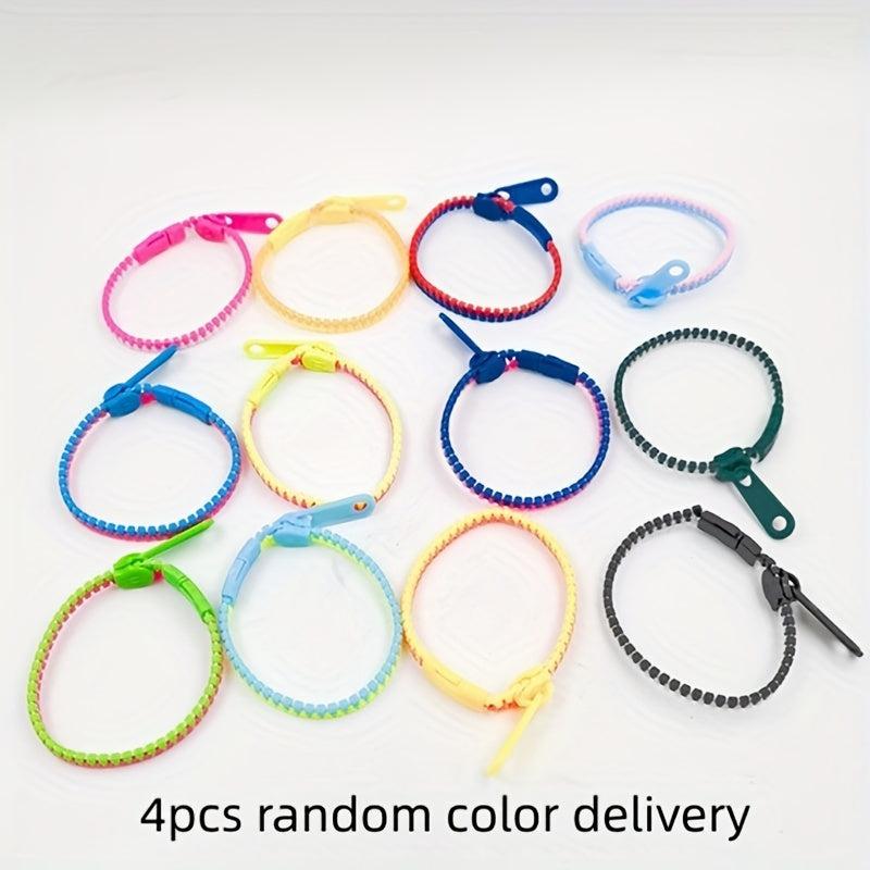 4pcs Candy Zipper Chain Bracelet Decompression Toy for Christmas Birthday Gift