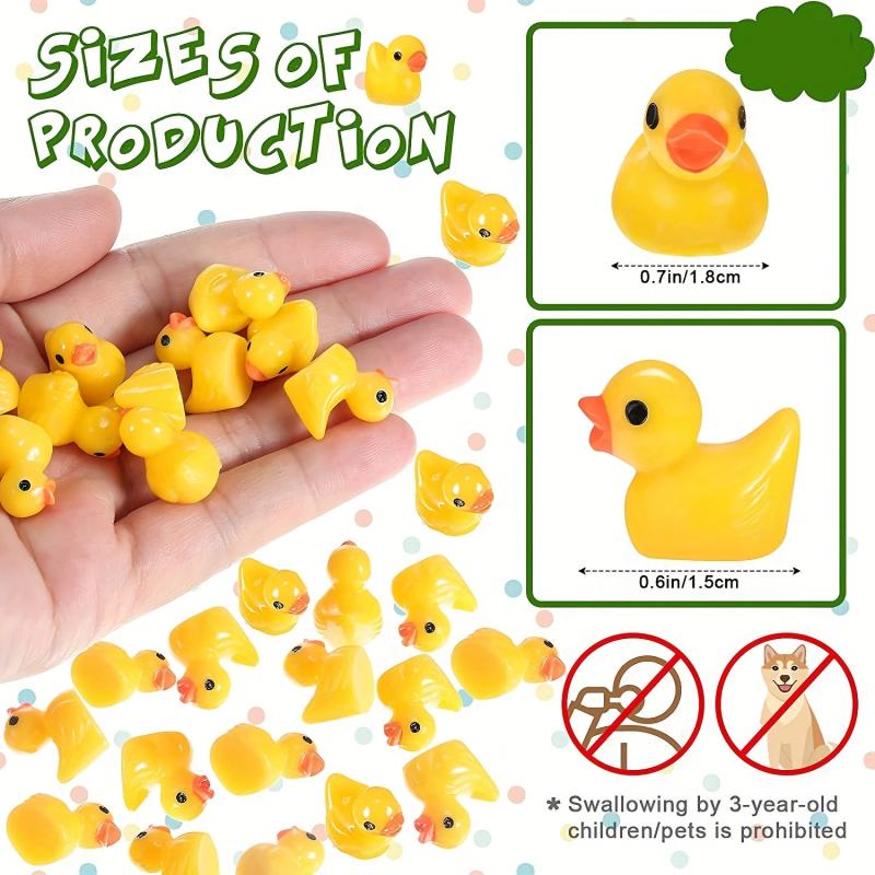 50pcs Resin Little Yellow Duck Miniatures for Crafts and Decor