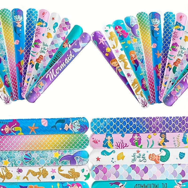 12Pcs Mermaid Ring Wristband Toy Set Clapping Party Favor Gift PVC