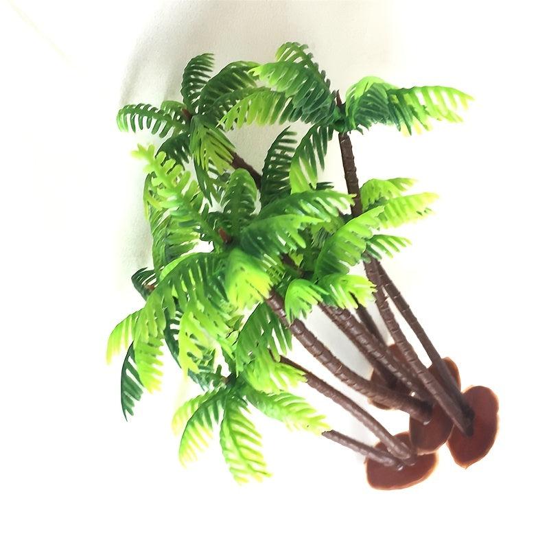 Aquarium Mini Coconut Tree Plastic Green Water Plants