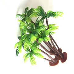 Aquarium Mini Coconut Tree Plastic Green Water Plants