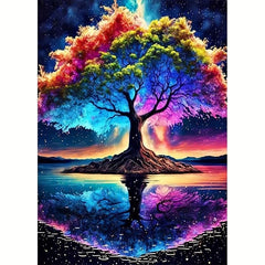 Colorful Life Reflection Tree 5D Diamond Painting Art Kit