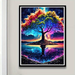 Colorful Life Reflection Tree 5D Diamond Painting Art Kit