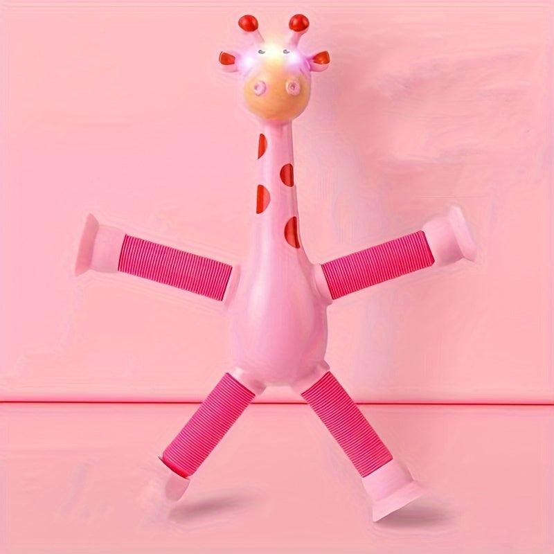 2pcs Giraffe Sucker Telescopic Tube Toy Puzzle Pinch Music Tool