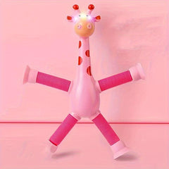 2pcs Giraffe Sucker Telescopic Tube Toy Puzzle Pinch Music Tool