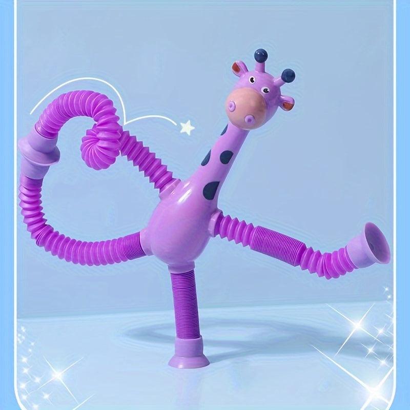 2pcs Giraffe Sucker Telescopic Tube Toy Puzzle Pinch Music Tool