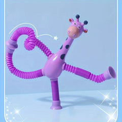 2pcs Giraffe Sucker Telescopic Tube Toy Puzzle Pinch Music Tool
