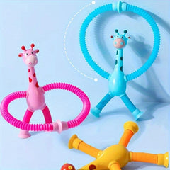 2pcs Giraffe Sucker Telescopic Tube Toy Puzzle Pinch Music Tool