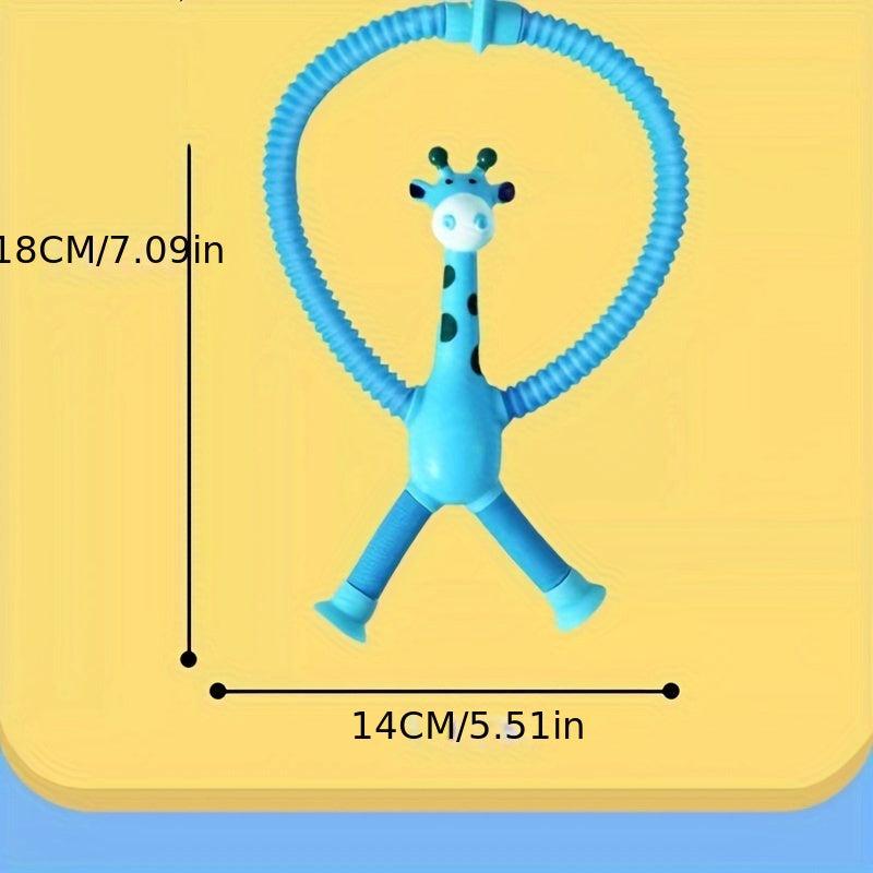 2pcs Giraffe Sucker Telescopic Tube Toy Puzzle Pinch Music Tool