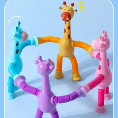 2pcs Giraffe Sucker Telescopic Tube Toy Puzzle Pinch Music Tool