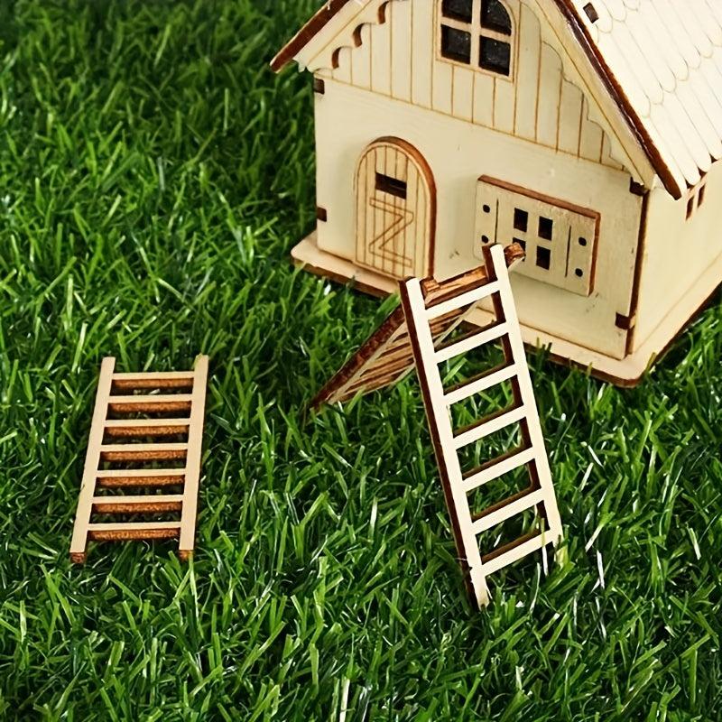 12pcs Mini Wooden Ladder Landscape Decoration DIY Fairy Tale Decorative Supplies