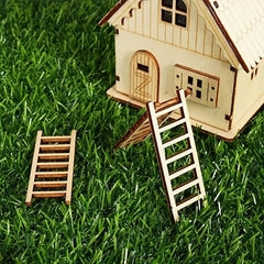 12pcs Mini Wooden Ladder Landscape Decoration DIY Fairy Tale Decorative Supplies