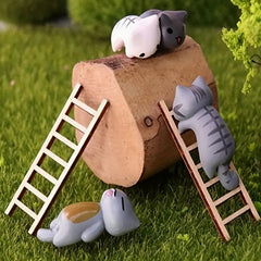 12pcs Mini Wooden Ladder Landscape Decoration DIY Fairy Tale Decorative Supplies