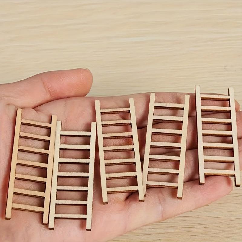 12pcs Mini Wooden Ladder Landscape Decoration DIY Fairy Tale Decorative Supplies