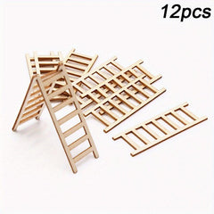 12pcs Mini Wooden Ladder Landscape Decoration DIY Fairy Tale Decorative Supplies