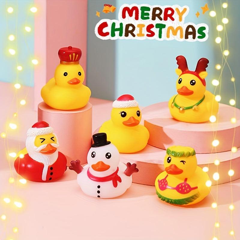 6pcs Enamel Christmas Antlers Little Yellow Duck Toy