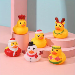 6pcs Enamel Christmas Antlers Little Yellow Duck Toy