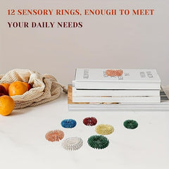 12Pcs Fidget Rings Sensory Rings Stress Relief Toys Set Adults Red Orange