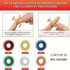 12Pcs Fidget Rings Sensory Rings Stress Relief Toys Set Adults Red Orange