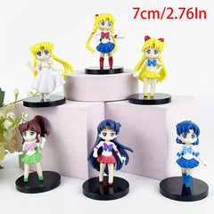 6 Pcs Anime Cartoon Character Figure Set Decoration