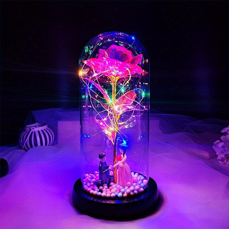 Colorful Rose Glass Shade Glowing Decoration Proposal Prop