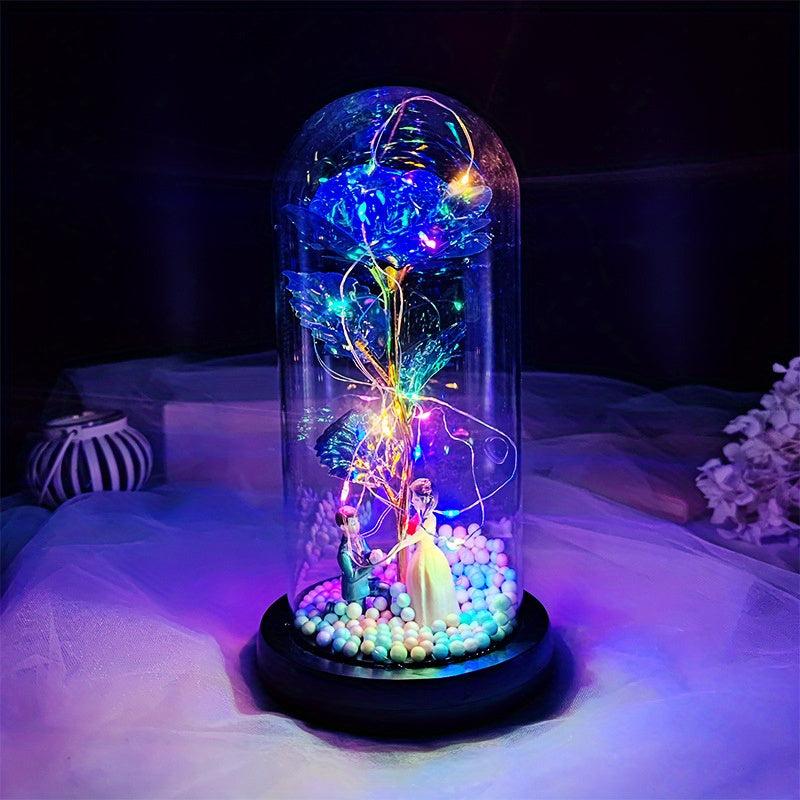 Colorful Rose Glass Shade Glowing Decoration Proposal Prop