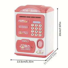 Kids Mini ATM Savings Machine with Personal Password & Fingerprint Unlocking