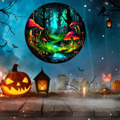 Halloween Mushroom Forest Stained Window Hanging Decor