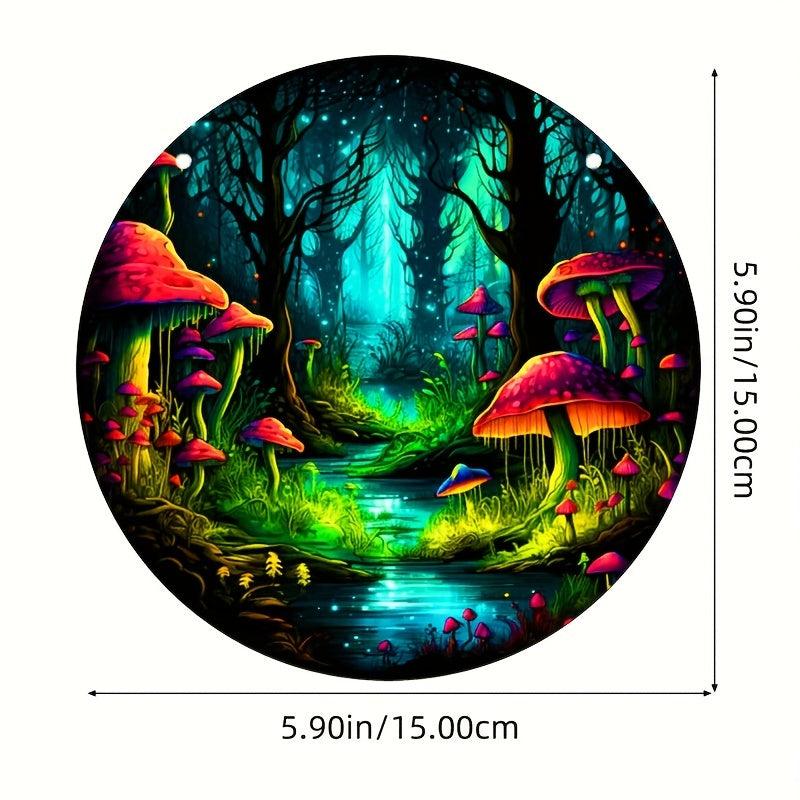 Halloween Mushroom Forest Stained Window Hanging Decor