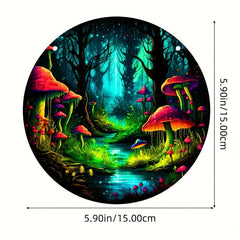 Halloween Mushroom Forest Stained Window Hanging Decor