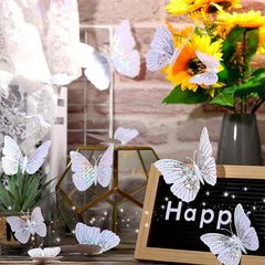 24pcs Glittery 3D Butterfly Wall Stickers - Sparkle Up Your Home Decor