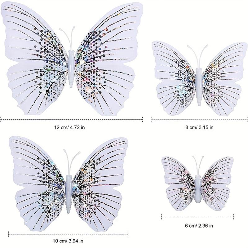 24pcs Glittery 3D Butterfly Wall Stickers - Sparkle Up Your Home Decor