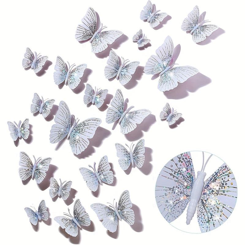 24pcs Glittery 3D Butterfly Wall Stickers - Sparkle Up Your Home Decor