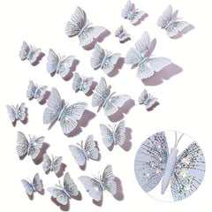 24pcs Glittery 3D Butterfly Wall Stickers - Sparkle Up Your Home Decor