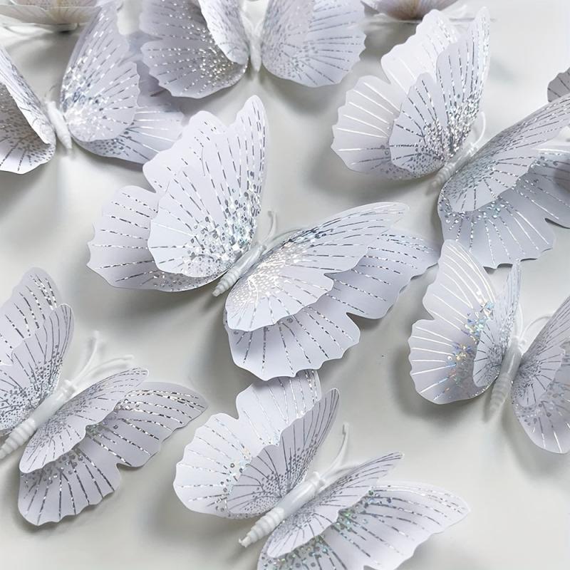 24pcs Glittery 3D Butterfly Wall Stickers - Sparkle Up Your Home Decor