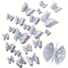24pcs Glittery 3D Butterfly Wall Stickers - Sparkle Up Your Home Decor