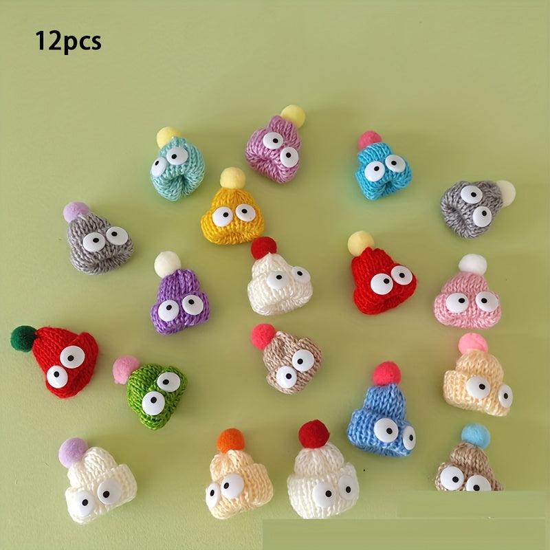 12pcs Mini Knitted Little Hat Doll Toy Accessories Woolen Hat Decoration